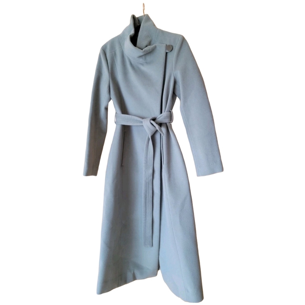 Kenneth Cole Sage Green Belted Wool Blend Long Walking Trench Coat Size 14 New - Picture 4 of 11